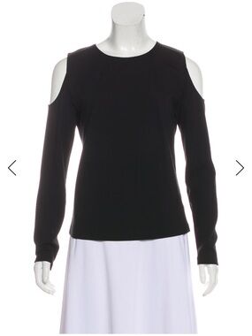 Akris Punto Black Cold-Shoulder Long Sleeve Top